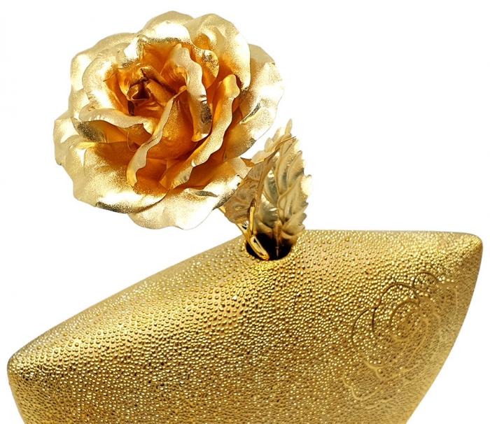 Set Cadou Trandafir Aur si Vaza Rose [2]