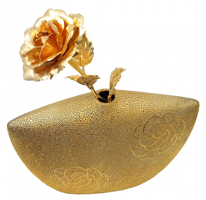 Set Cadou Trandafir Aur si Vaza Rose [4]