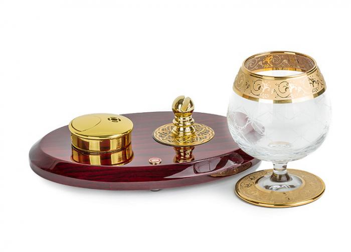 Set Încălzitor de Cognac de Lux by Credan si Butoni Gold Round by Credan [3]