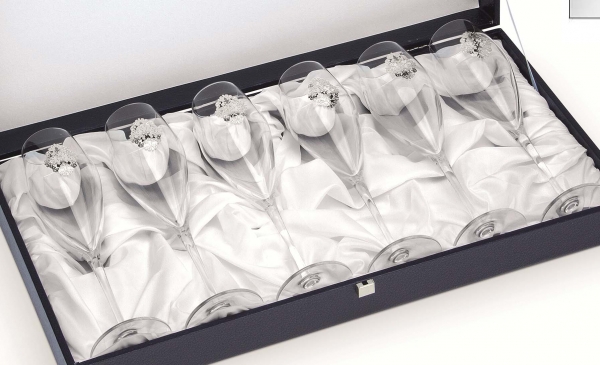 Arabesque Spumante Set 6 Glasses Champagne Silver Plated by Chinelli - made in Italy [3]
