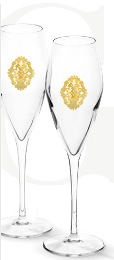 Arabesque Spumante Set 6 Glasses Champagne Gold Plated by Chinelli - made in Italy [2]