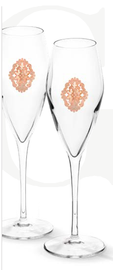 Arabesque Spumante Set 6 Glasses Champagne Pink Gold Plated by Chinelli - made in Italy [2]
