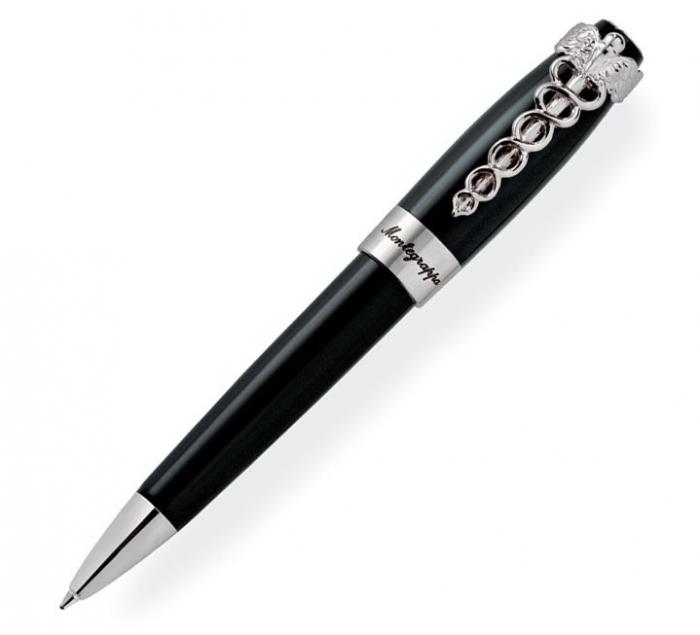 Set Caduceus Black Ballpoint Pen by Montegrappa si Note Pad Black Hugo Boss [4]