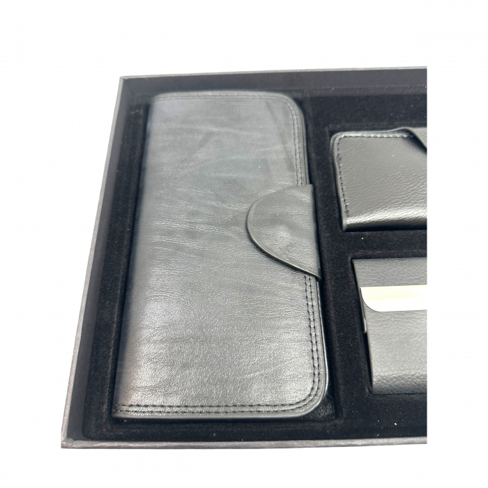 Black Gentleman Gift Set: Portofel, Breloc, Suport carti de vizita [2]