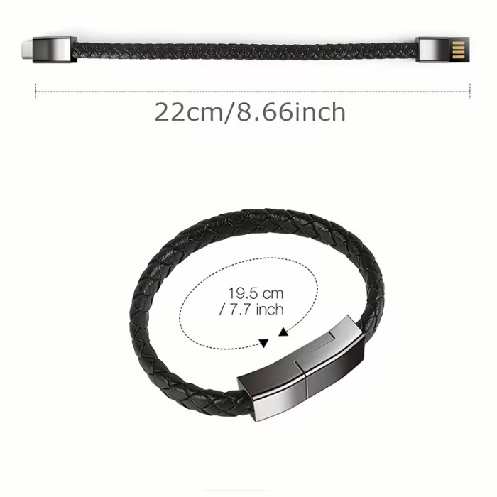 Brățară din piele cu USB 2 în 1 (Încărcare + Transfer de date iPhone și Telefoane Mobile) [3]