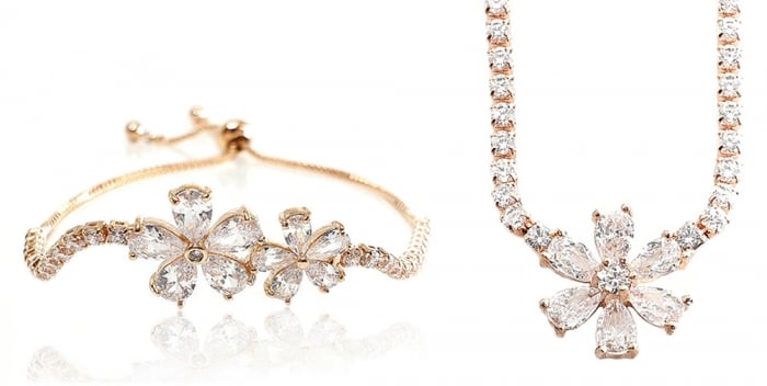 Set Cercei, Colier si Bratara Pink Flower by Borealy [5]