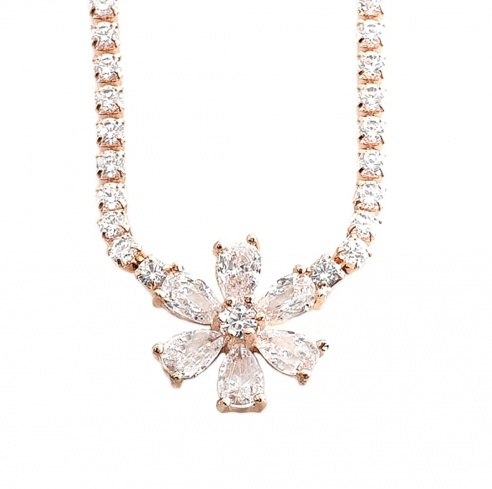 Set Cercei, Colier si Bratara Pink Flower by Borealy [3]