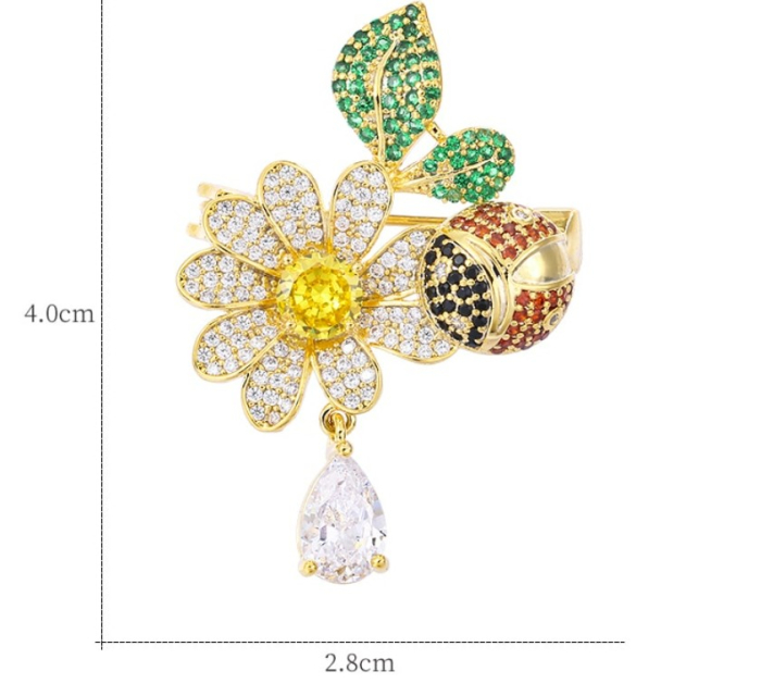 Broșă elegantă Floare si Buburuză & Cadou Esarfa Matase – Cadou special pentru femei de 8 Martie [5]