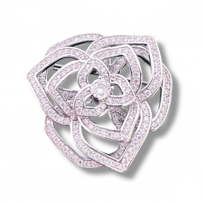 Brosa Borealy Flower Rose & Esarfa Matase [3]