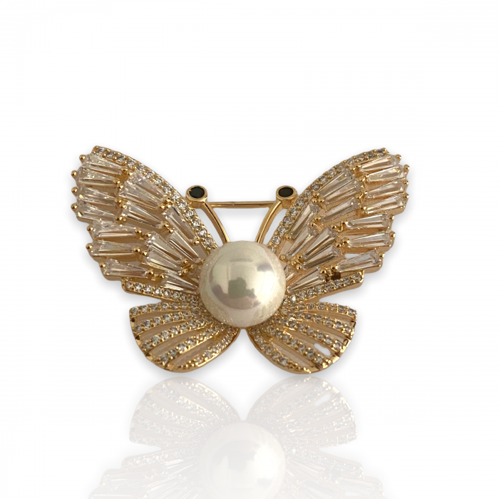 Broşă Butterfly Gold & Cadou Esarfa Matase [3]