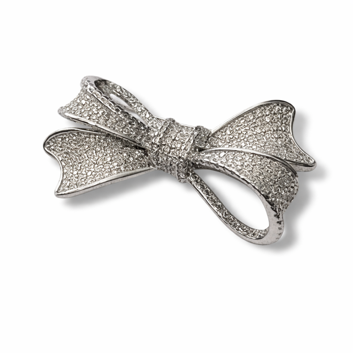 Set Cadou Elegant – Broșă Fundă Argintie & Eșarfă Mătase, cu Cutie Lemn Premium [8]