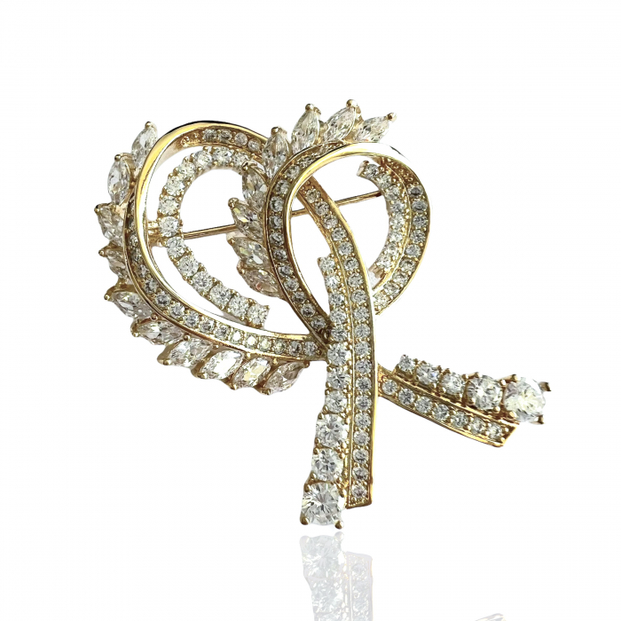 Brosa Golden Bow & Cadou Esarfa Matase [2]