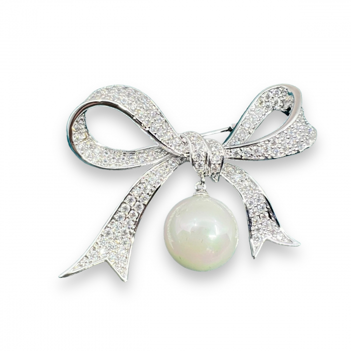 Brosa Pearl Bow & Esarfa Matase Van Gogh Almond Blossoms [2]