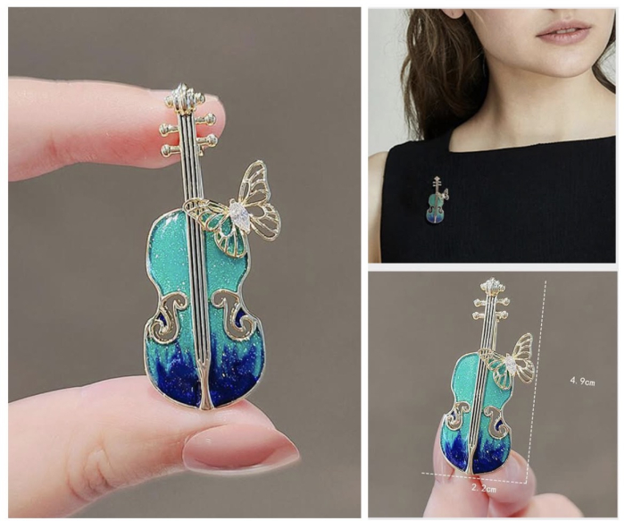 Broșă Vioară și Eșarfă Mătase – Cadou Femei 8 Martie [3]