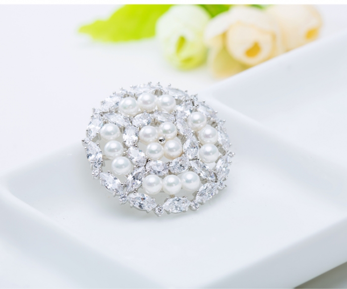 Broşă Borealy Crystal Round Pearls [4]