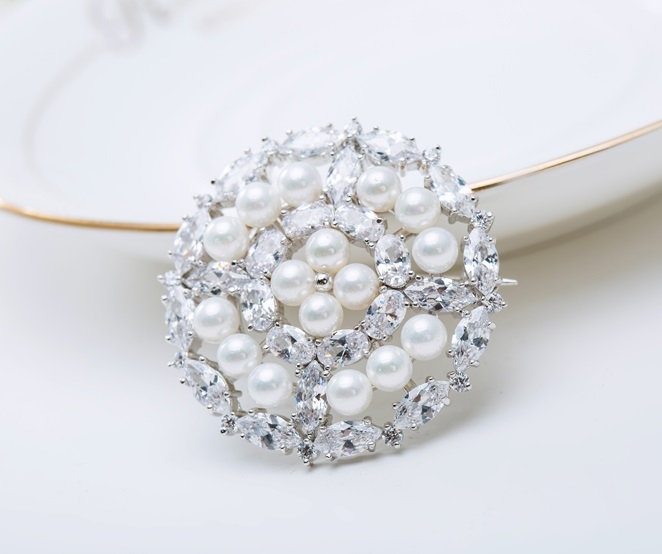 Broşă Borealy Crystal Round Pearls [5]