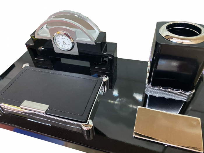 Business Desk Black & Silver Clock [2]