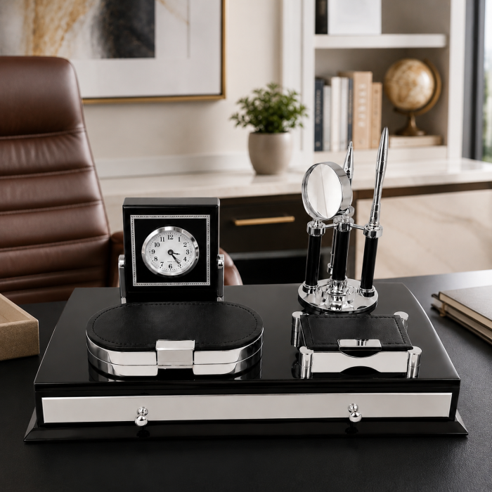Set de Birou Luxury Business Desk Black – Organizator Executiv cu Ceas și Accesorii [2]
