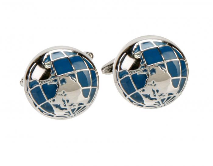 Set Butoni World Map Silver & Blue si Note pad Hugo Boss [3]