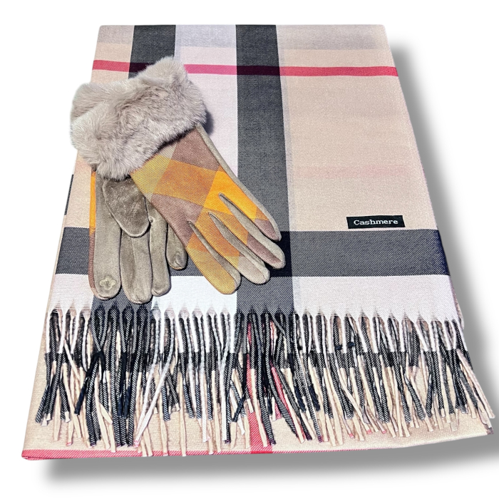 Cadou Craciun British Esarfa Casmir si Manusi & Bratara Tennis Gold [2]