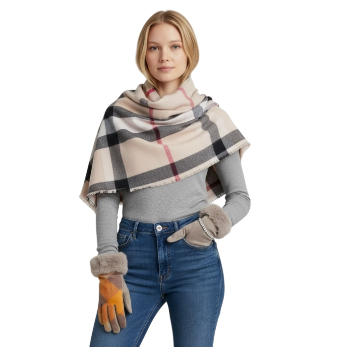 Cadou Craciun British Esarfa Casmir si Manusi & Bratara Tennis Gold [1]