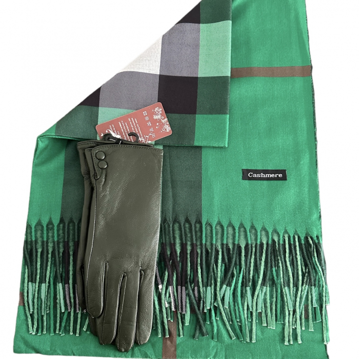 Cadou Craciun Green Esarfa Casmir & Mănuşi Piele [2]