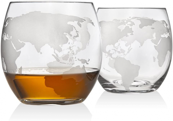 Cadou Luxury Decantor cu Patru Pahare Glob World & Suport Lemn Kitchen [9]