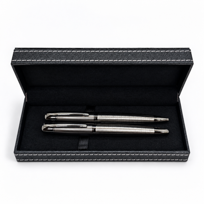 Set 2 Pixuri Metalice în Cutie din Piele Ecologică Cadou Elegant Bărbați [2]