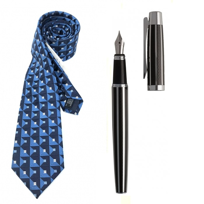 Cadou Style Blue Cravata Matase si Stilou Ungaro Desk [1]