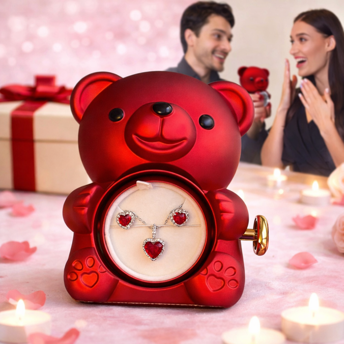 Set Bijuterii Red Heart cu Ursuleț – Cadou Valentine’s Day pentru Femei | Borealy [2]