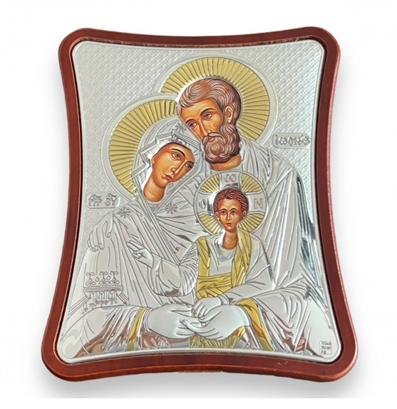 Cos Cadou Paste Fericit 2025 & Icoana Sfanta Familie (placata cu argint si aur Made in Grecia) [3]