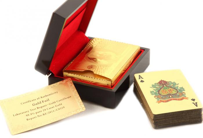 Cadou Gold Magic Playing Cards in cutie de lux din lemn - Carti de Joc Aurite [2]