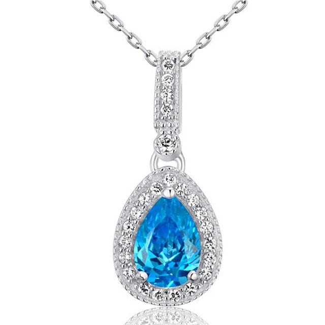 Colier Mademoiselle Blue Topaz 2 Carate Diamonds Argint 925 [1]