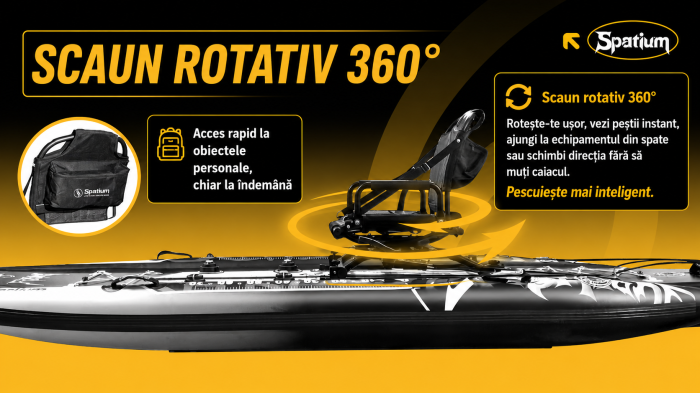 Caiac Gonflabil pentru Pescuit 2026 cu Scaun Rotativ 360°, Suporturi Lansete și Accesorii Incluse [7]