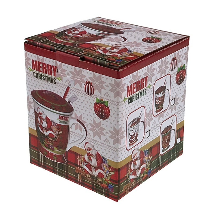 Cana cu imagini de Craciun, din ceramica cu infuzor pentru ceai, lingurita si capac [3]