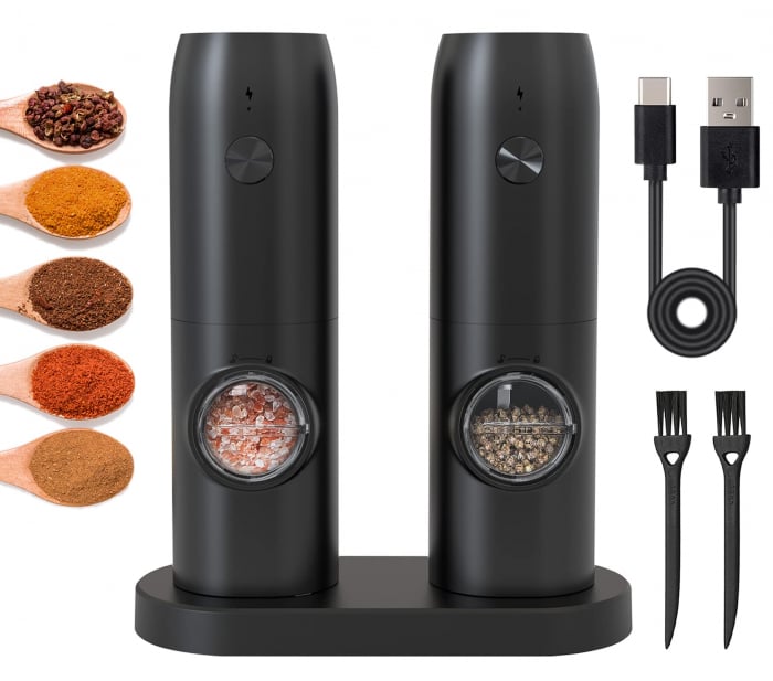 Set 2 Rasnite Electrice Reincacabile Sare/Piper/Condimente Kitchen [7]