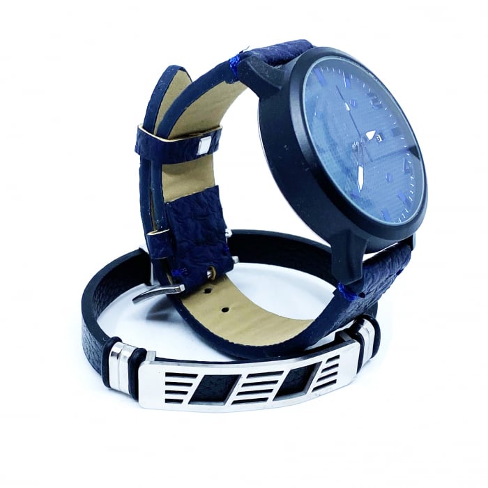 Ceas Blue Gentleman & Bratara Piele [3]