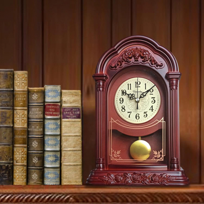 Ceas de Birou Elegant Brown cu pendul auriu [2]