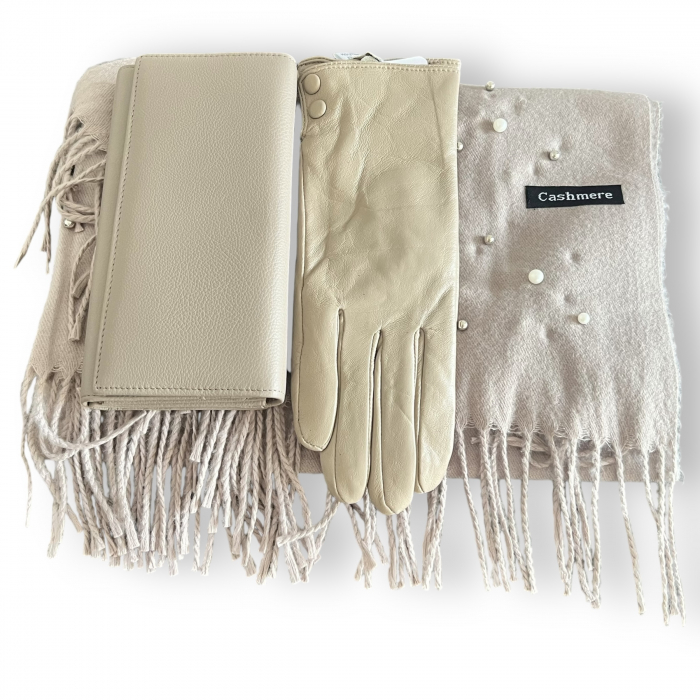 Cadou Ivory Pearl Manusi, Esarfa Casmir & Portofel Piele Naturala & Cadou Cercei Perle [3]