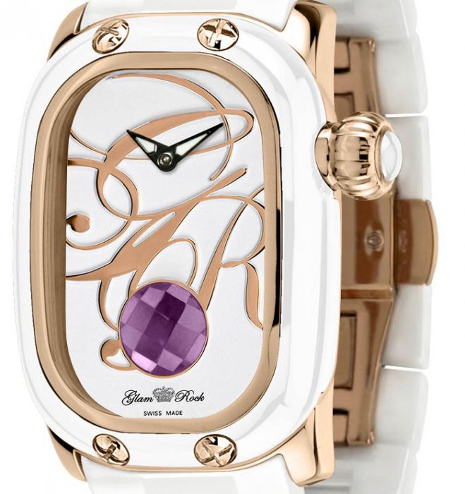 Ceas Rose Gold and White Enamel Glam Rock [2]