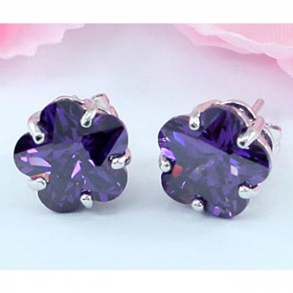 Cercei Borealy Sapphire Studs Flower Cut Purple [4]