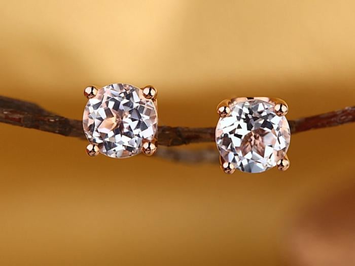 Cercei Borealy Aur Roz 14 K Stud Topaz Natural 2.5 Ct [3]