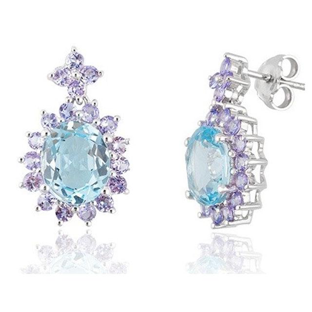 Cercei Borealy Argint 925 Blue Topaz Natural Oval [2]