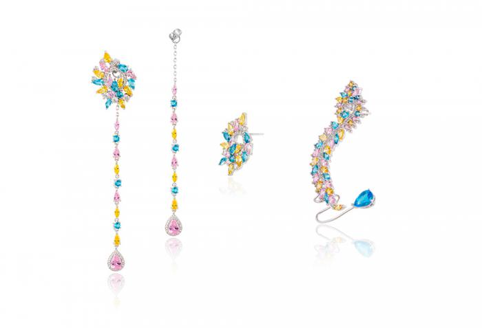 Cercei Borealy 2 in 1 Ear Cuff & Long Multi-Colour Crystals [3]