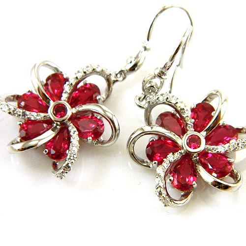 Cercei şi medalion Flower Rubin by Borealy Argint 925 [8]