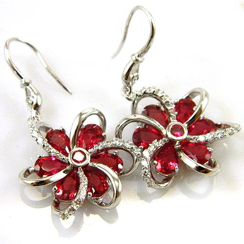 Cercei şi medalion Flower Rubin by Borealy Argint 925 [4]