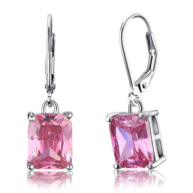 Cercei Borealy Argint 925 Simulated Sapphire Radiant Orchid Pink [2]