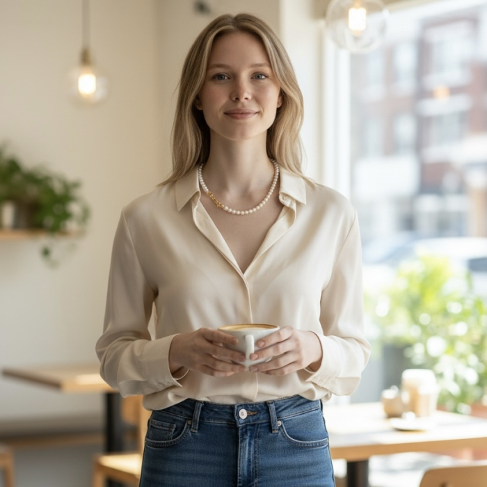 Colier Perle Elegant Clasic Alb [4]