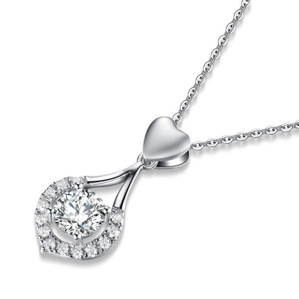 Colier Borealy Argint 925 Heart Drop Simulated Diamonds [5]