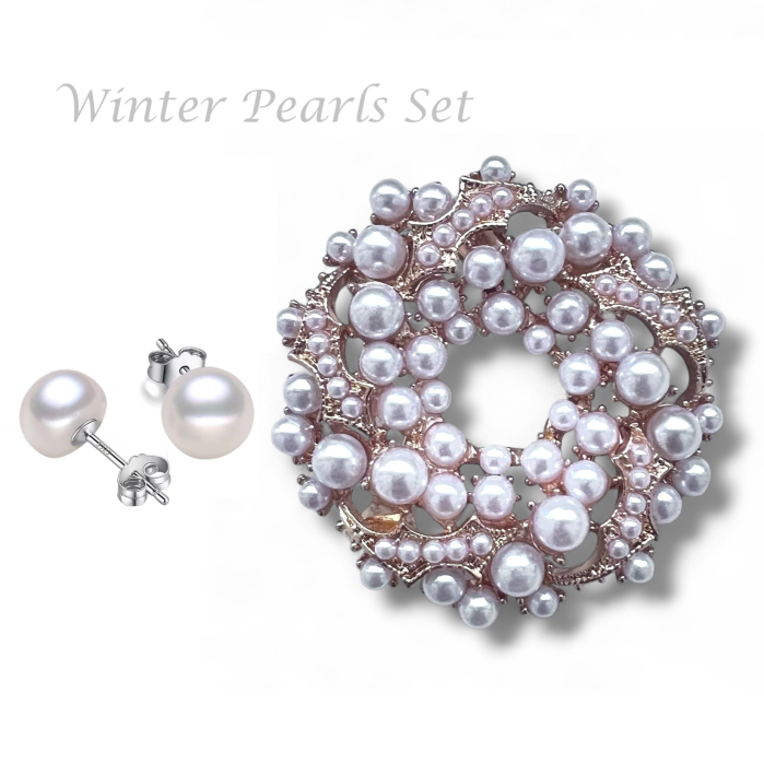 Set Brosă și Cercei cu Perle – Winter Pearls [1]